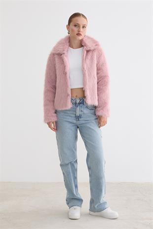 Kadın Agraf Kapamalı Astarlı Kürk PUDRA