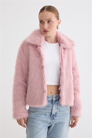 Kadın Agraf Kapamalı Astarlı Kürk PUDRA