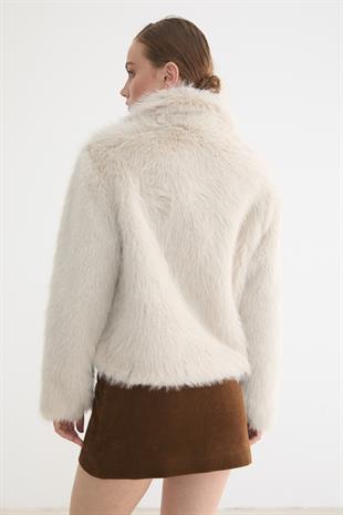 Kadın Agraf Kapamalı Astarlı Kürk TAŞ