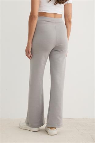 Kadın Beli Lastikli Çımalı Pantolon GRİ