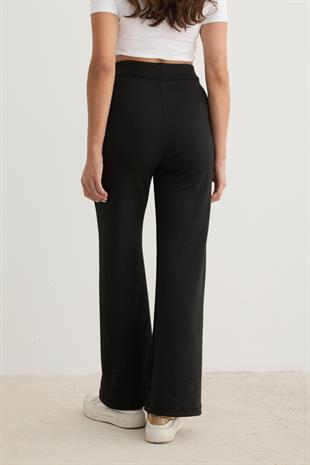 Kadın Beli Lastikli Çımalı Pantolon SİYAH