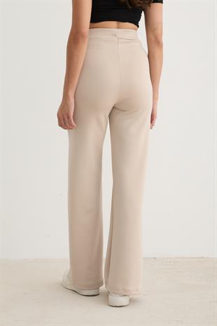 Kadın Beli Lastikli Çımalı Pantolon TAŞ