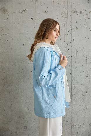 Kadın Garni Detaylı Linea Ceket MAVİ