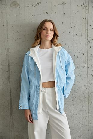 Kadın Garni Detaylı Linea Ceket MAVİ