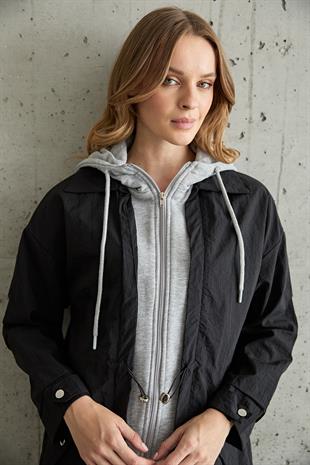 Kadın Garni Detaylı Linea Ceket SİYAH