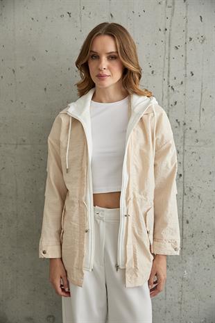 Kadın Garni Detaylı Linea Ceket TAŞ