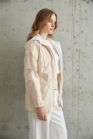 Kadın Garni Detaylı Linea Ceket TAŞ