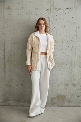 Kadın Garni Detaylı Linea Ceket TAŞ