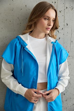 Kadın Garni Detaylı Sweatshirt EKRU-SAKS