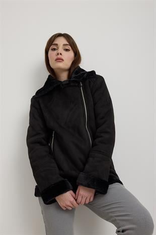 Womens Faux Fur Lined Suede Inner Mont BLACK