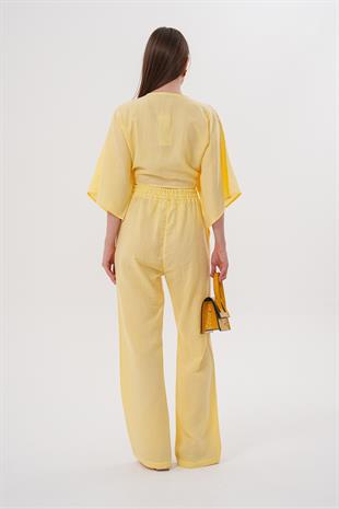 Kadın Müslin Bağlamalı Bluz SARI