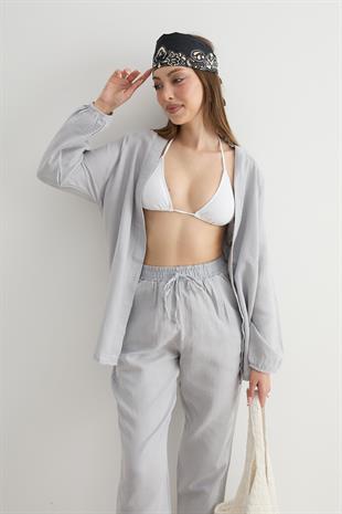 Kadın Müslin Gömlek GRİ