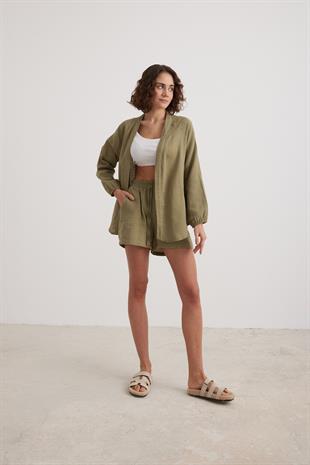 Kadın Müslin Gömlek HAKİ