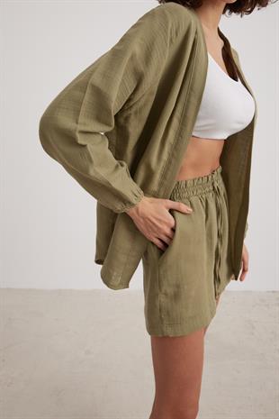 Kadın Müslin Gömlek HAKİ