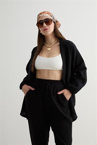 Kadın Müslin Gömlek SİYAH