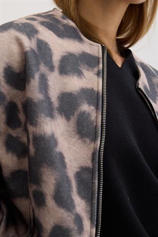 Kadın Ön Fermuarlı Desenli Örme Kaşe DİJİTAL KAŞE