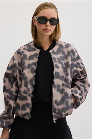 Kadın Ön Fermuarlı Desenli Örme Kaşe DİJİTAL KAŞE