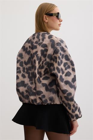 Kadın Ön Fermuarlı Desenli Örme Kaşe DİJİTAL KAŞE