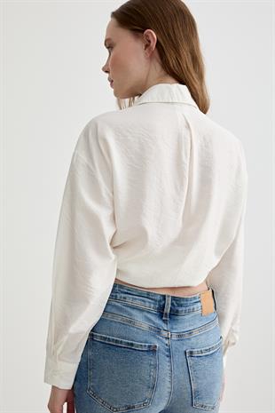 Kadın Oversize Modal Gömlek BEYAZ