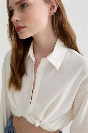 Kadın Oversize Modal Gömlek BEYAZ
