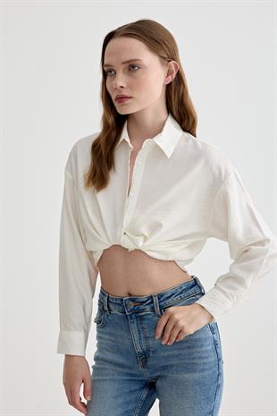 Kadın Oversize Modal Gömlek BEYAZ