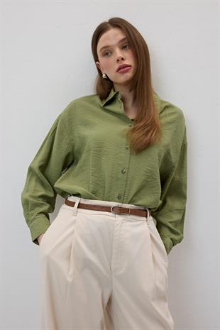 Kadın Oversize Modal Gömlek HAKİ