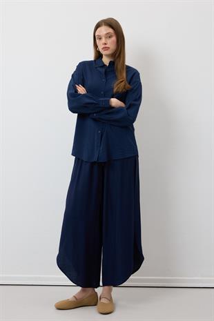 Kadın Oversize Modal Gömlek LACİVERT