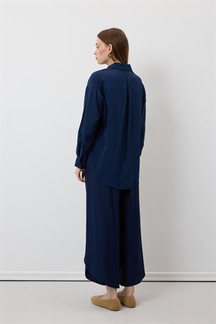Kadın Oversize Modal Gömlek LACİVERT