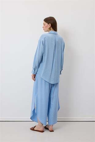 Kadın Oversize Modal Gömlek MAVİ