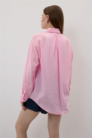 Kadın Oversize Modal Gömlek PUDRA