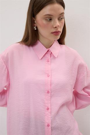 Kadın Oversize Modal Gömlek PUDRA