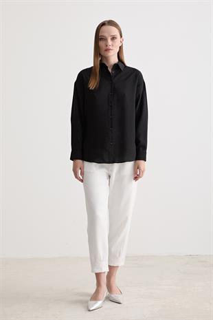 Kadın Oversize Modal Gömlek SİYAH