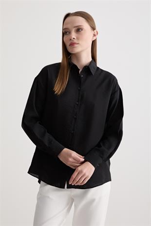 Kadın Oversize Modal Gömlek SİYAH