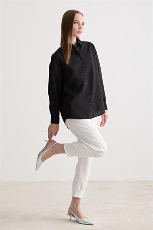 Kadın Oversize Modal Gömlek SİYAH