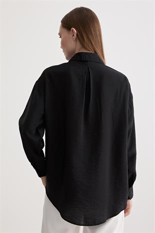 Kadın Oversize Modal Gömlek SİYAH
