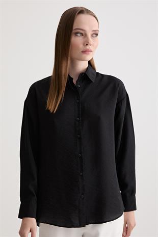 Kadın Oversize Modal Gömlek SİYAH