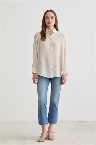 Kadın Oversize Modal Gömlek TAŞ