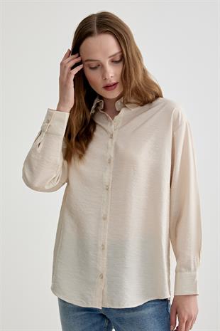 Kadın Oversize Modal Gömlek TAŞ