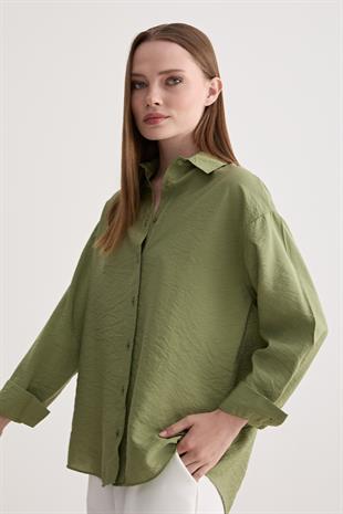 Kadın Oversize Modal Gömlek YEŞİL
