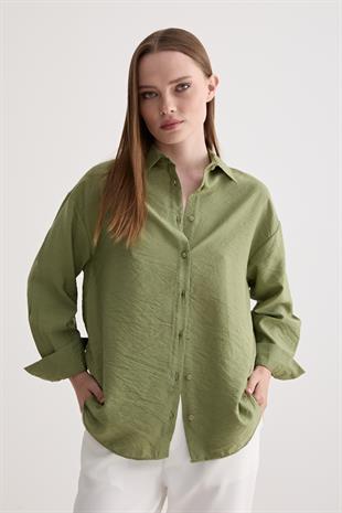 Kadın Oversize Modal Gömlek YEŞİL