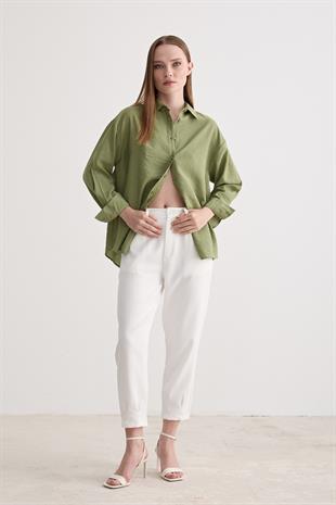 Kadın Oversize Modal Gömlek YEŞİL