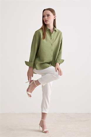 Kadın Oversize Modal Gömlek YEŞİL