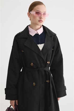 KADIN TRENÇKOT SİYAH