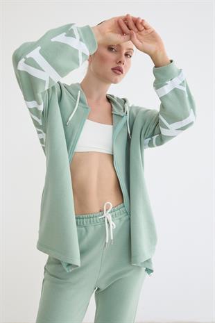 Kapşonlu Bağcıklı Sweatshirt MINT