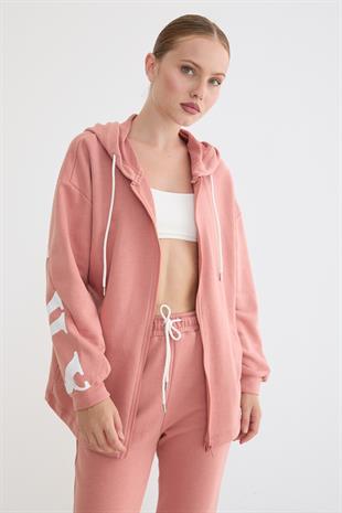 Kapşonlu Bağcıklı Sweatshirt PUDRA