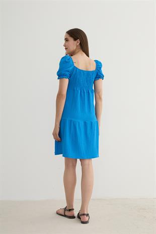 Karpuz Kol Detaylı Kısa Elbise SAKS