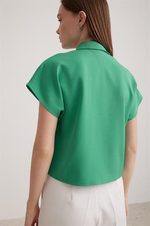 Short Sleeve Womens Shirt BENETTON GREEN