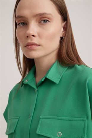 Short Sleeve Womens Shirt BENETTON GREEN