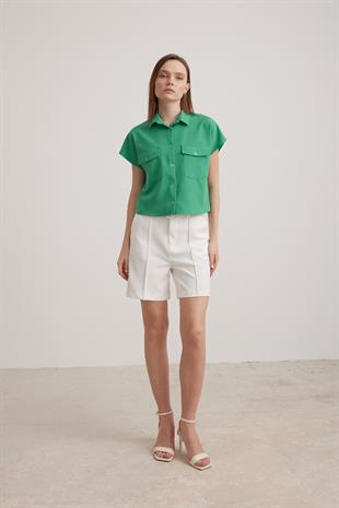 Short Sleeve Womens Shirt BENETTON GREEN