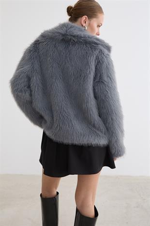 Kürklü Uzun Kollu Mont GRİ